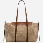 Back view of the Radley The Chancery Natural Woven Raffia Medium Flapover Shoulder Bag.