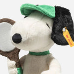 Close up of the Steiff 22 cm Tennis Snoopy with Plush Tennis Racquet.