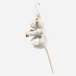 Side view of the Limited Edition Light Grey Christmas Bakery Mouse Ornament 10 cm.