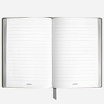 Inside the Fine Stationery Medium Warm Grey Sartorial Leather Notebook with Lined Pages.