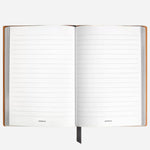 Inside the Montblanc Fine Stationery Medium Saffron Yellow Sartorial Leather Notebook with Lined Pages.