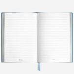 Inside the Fine Stationery Medium Pale Blue Sartorial Leather Notebook with Lined Pages.