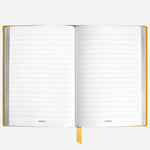 Inside the Fine Stationery Medium Modena Yellow Sartorial Leather Notebook with Lined Pages.