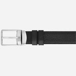 The grained leather side of the 30 mm Everyday Pin Buckle Reversible Black Meisterstück and Grained Leather Belt.