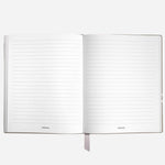 Inside the Fine Stationery Small Cloudy Beige Sartorial Leather Notebook with Lined Pages.