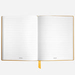 Inside the Montblanc Fine Stationery Small Modena Yellow Sartorial Leather Notebook with Lined Pages.