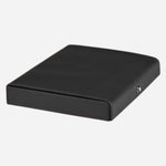 Side view of the Montblanc Black Grained Leather Travel Box for 8 Writing Instruments.
