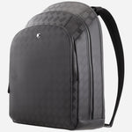 Side view of the Montblanc Extreme 3.0 Black Leather Medium Three Compartment Backpack.