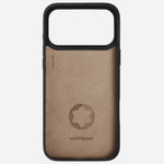 Inside the Montblanc Khaki Sartorial Leather Hardshell Case for iPhone 17 Pro Max.