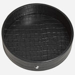Inside the Large Croco-Embossed Black Leather Round Desk Tray.