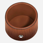 Top view of the Montblanc Medium Round Fauve Corteccia Sfumato Leather Desk Tray.