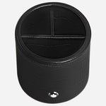 Top view of the Montblanc Round 3 Compartment Black Croco-Embossed Leather Pen Holder.