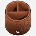 Top view of the Montblanc Round 3 Compartment Fauve Corteccia Sfumato Leather Pen Holder.