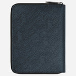 Back view of the Tweed Blue Sartorial Leather 5-Pen Pouch with Zip.