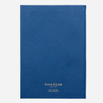 Back view of the Yard-O-Led Sampson A5 Luxury Navy Blue Leather Notebook.