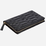 Side view of the Caroline Quilted Black Leather Large Jewellery Portfolio.