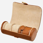 Inside the Cassandra Cognac Saffiano Leather Watch and Jewellery Roll.