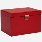 Side view of the Palermo Red Leather Large Jewellery Box.