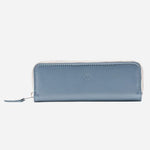 Back view of the Sky Blue Leather Zip Pencil Case.