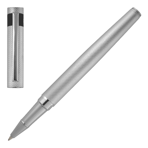 This Hugo Boss Loop Diamond Chrome Rollerball Pen has a textured loop diamont engraved pattern with polished chrome trims.