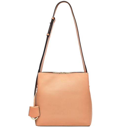 Radley's Light Orange Dukes Place Medium Compartment Cross Body Bag is crafted in plain leather.