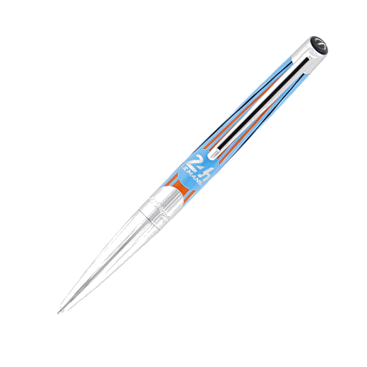 S. T. Dupont's 24hr du Mans Défi Millenium Blue & Orange Ballpoint Pen has been made with brass and lacquer.