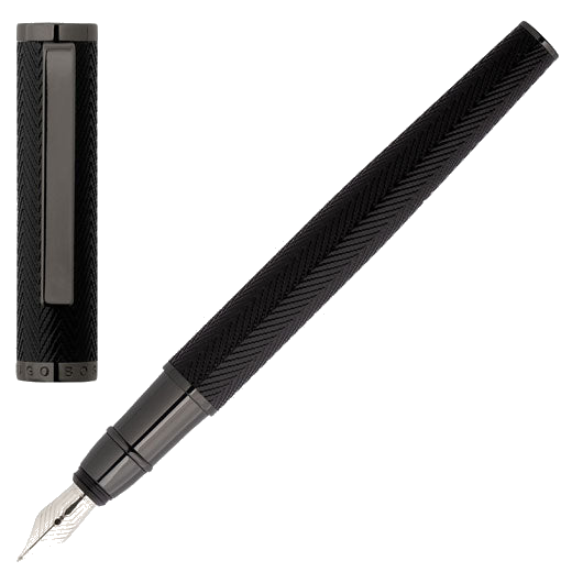 hugo boss gun formation herringbone fountain pen