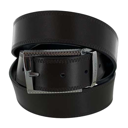 This Hugo Boss belt comes with a brown/black reversible leather strap.