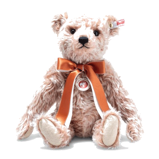 This Steiff British Collectors' 2024 Teddy Bear comes complete with an orange bow and is 5-way jointed.