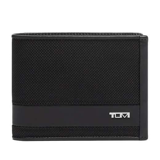 This TUMI Alpha Wallet 4CC with Coin Pocket is made out of nylon with leather trims.