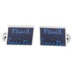 paul snmith navy oversized logo cufflinks