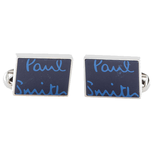 paul snmith navy oversized logo cufflinks