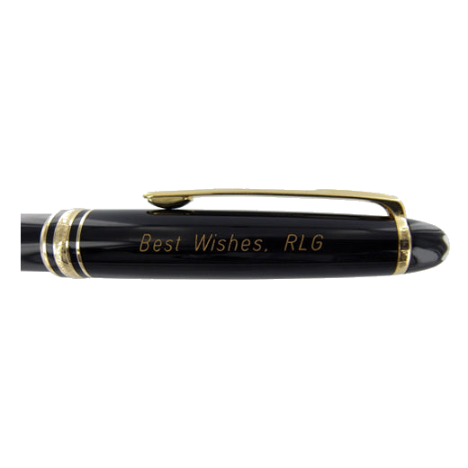 Grotesque Italics engraving on a Montblanc ballpoint pen.