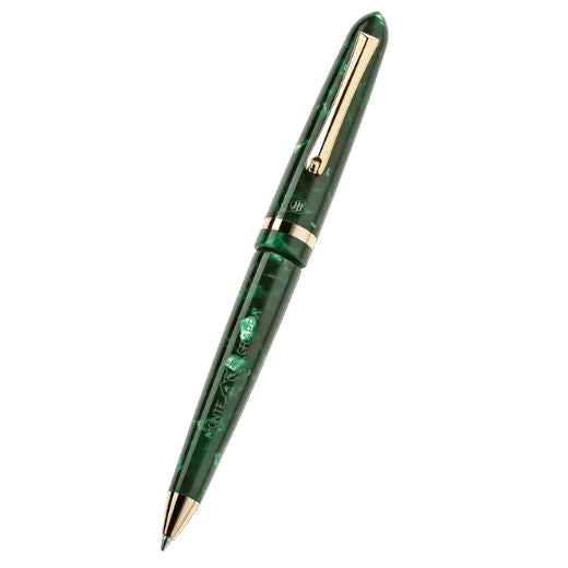 This Venetia Vintage Conifer Gold-Plated Ballpoint Pen by Montegrappa has a lovely pattern on the exterior with various shades of green that stand out from the gold.