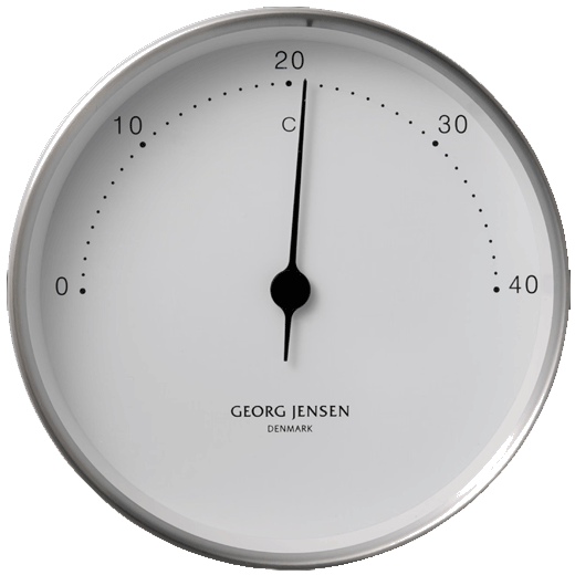 This Koppel 10cm White Dial Thermometer by Georg Jensen has a minimalistic look.