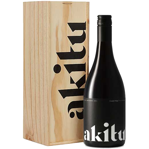 akitu a1 2017 magnum pinot noir with wooden box