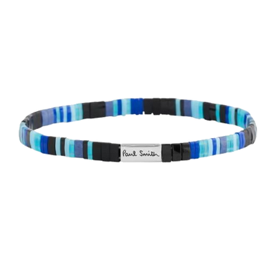 1 paul smith flat bead blue striped elastic bracelet m1a brac tflat 47 0