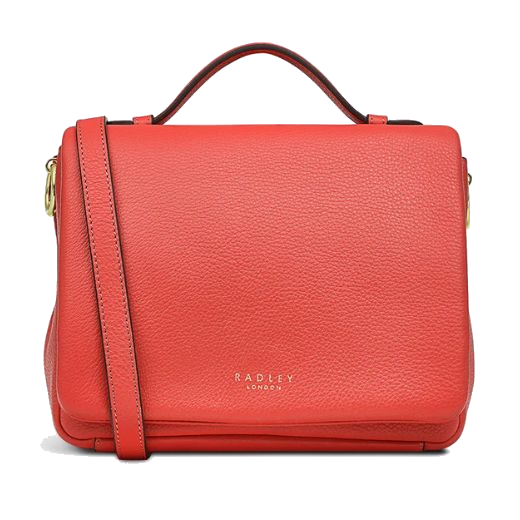 Radley's Weston Street Red Small Flapover Cross Body Bag is made out of grained leather in Lava red tanned.