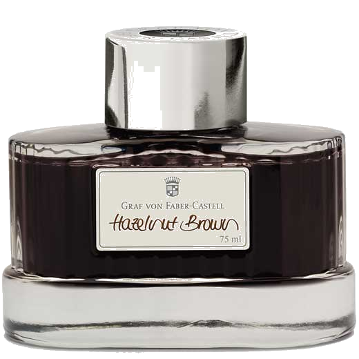 This Graf von Faber-Castell Hazelnut Brown 75ml Ink Bottle will be presented inside a small gift box.