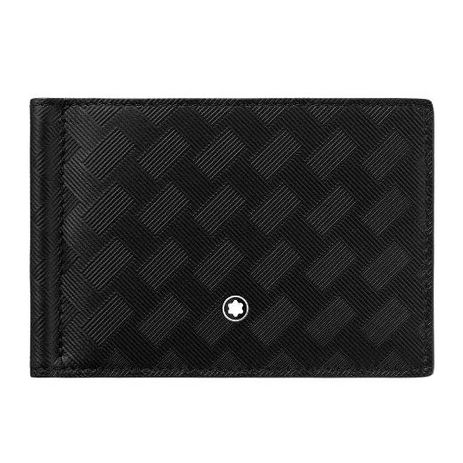 This Montblanc Extreme 3.0 Black 6CC Wallet with Money Clip has the snowcap emblem on the front with palladium plating.