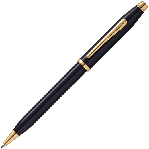 Cross' Lacquer Black Century II Ballpoint Pen with 23 Karat gold fittings.