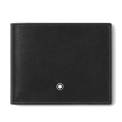 This Montblanc Meisterstück 6CC Black Leather Wallet has the iconic snowcap emblem that is embellished with palladium-plating.