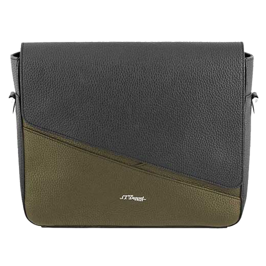 This S.T.Dupont messenger bag comes with a green and black leather style.