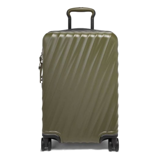This TUMI 19 Degree International Expandable Olive Carry-On is made out of a polycarbonate so it has a hard-shell that is durable.
