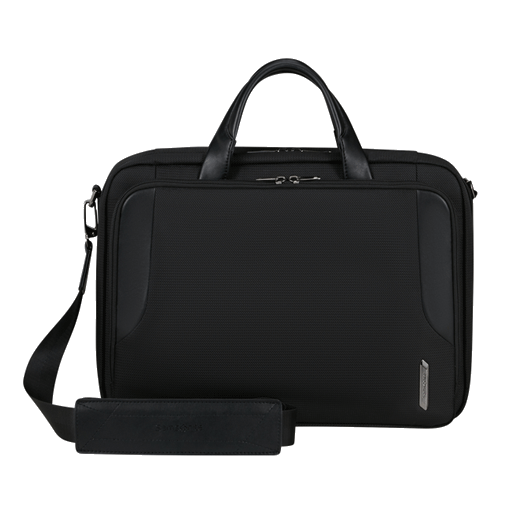 This Samsonite XBR 2.0 Recycled PET Black Briefcase 15.6" has space for a laptop inside a padded compartment.