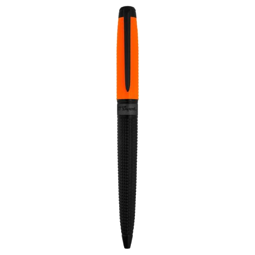This S.T. Dupont Line D Eternity Neon Orange Ballpoint Pen is made out of black PVD and neon orange lacquer.