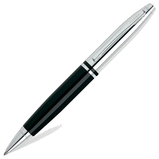 This Cross Calais Chrome & Black Ballpoint Pen has the brand name engraved onto the polished chrome clip very subtly.