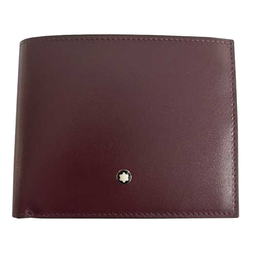 This Montblanc men's leather wallet comes with the star logo on the front of the burgundy leather.