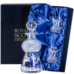royal scot crystal thistle shape fos decanter with tumblers gift set packaging