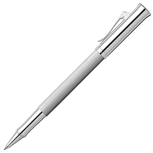 Silver Guilloche Rhodium-Plated Rollerball Pen.